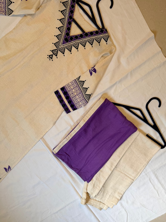 Beige Linen Kurta set