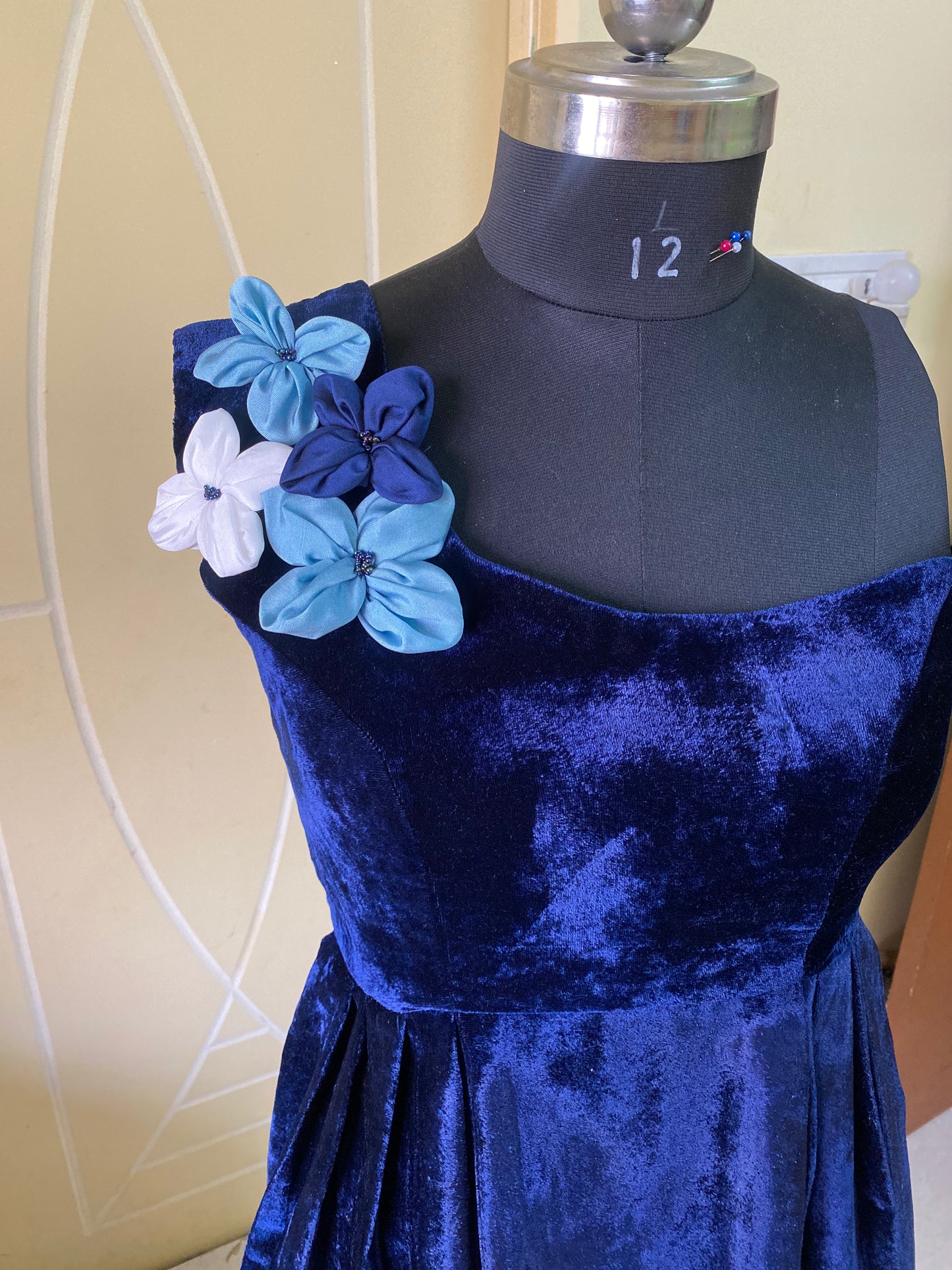 Blue Velvet Off Shoulder short dress