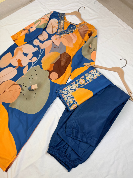 Floral pattern Blue & Yellow set