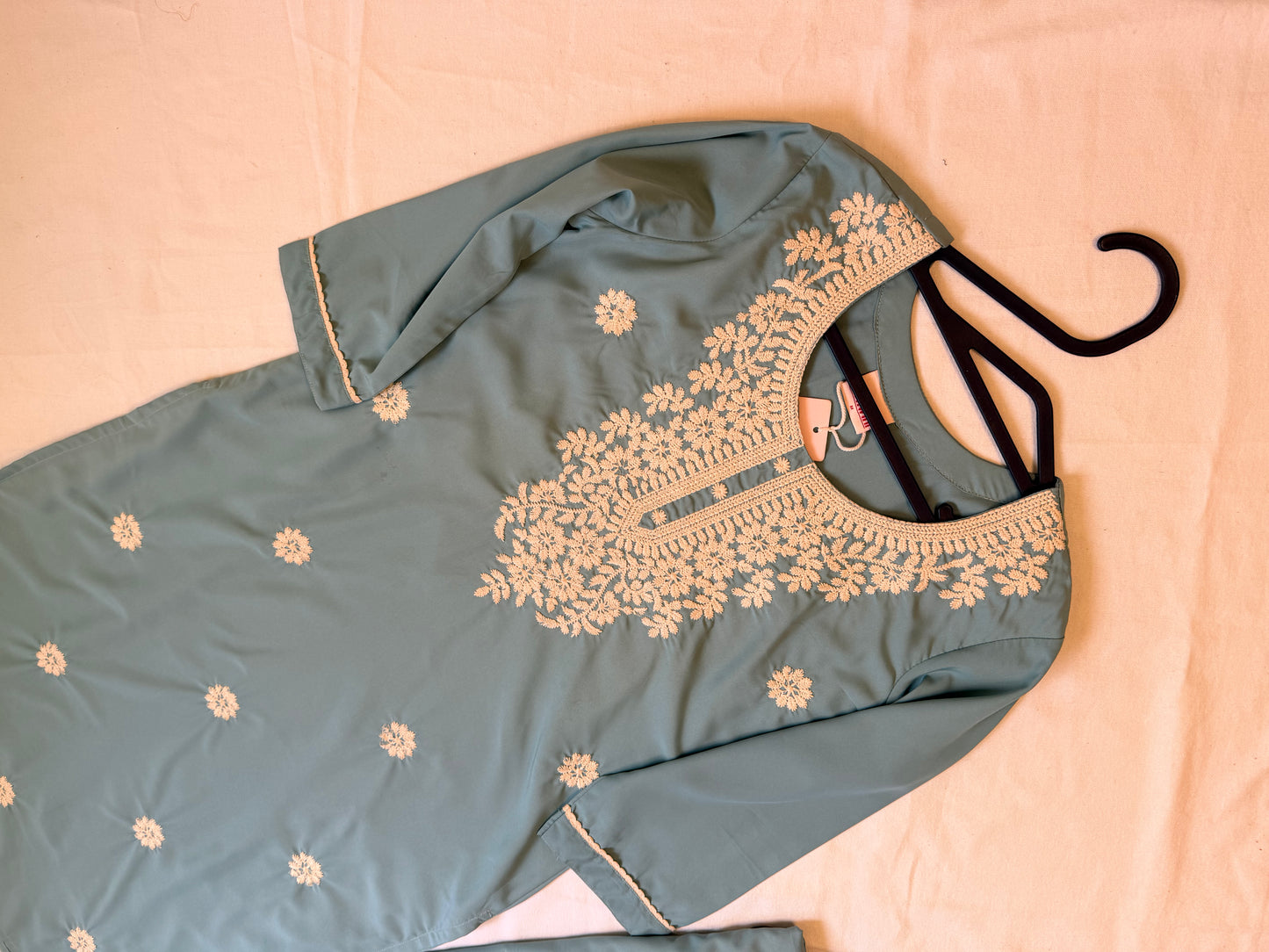Teal embroidered set
