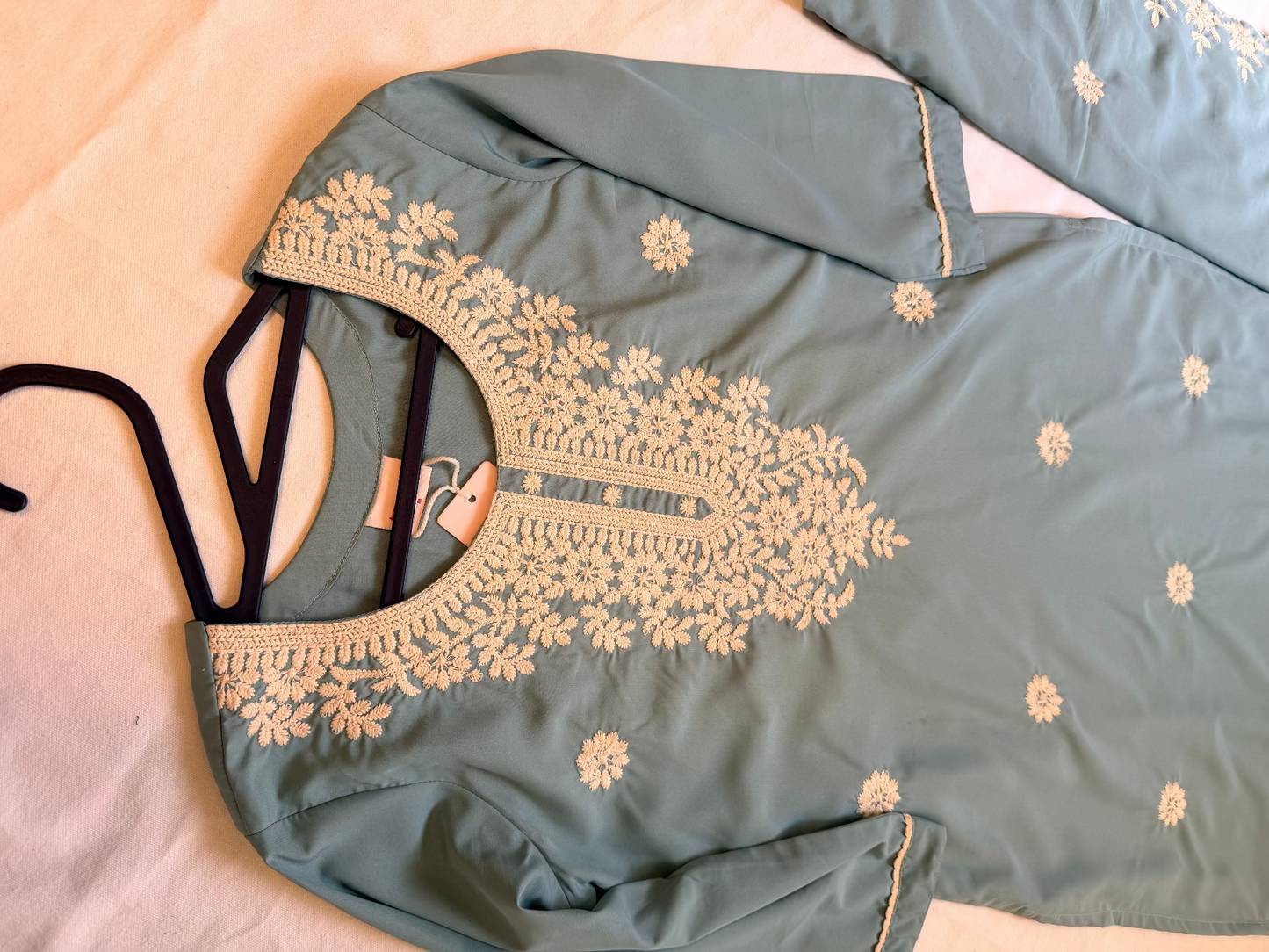 Teal embroidered set