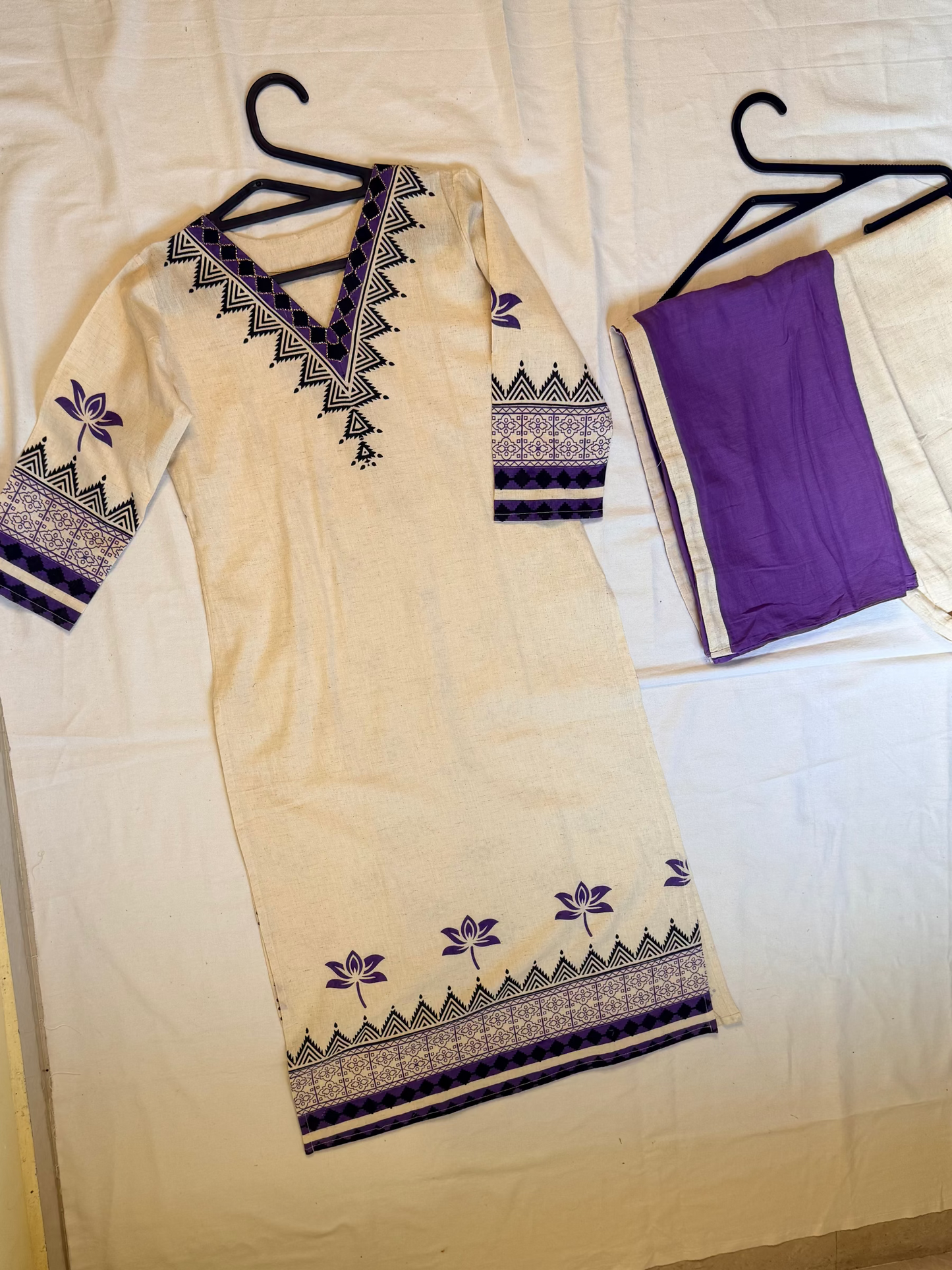 Beige Linen Kurta set