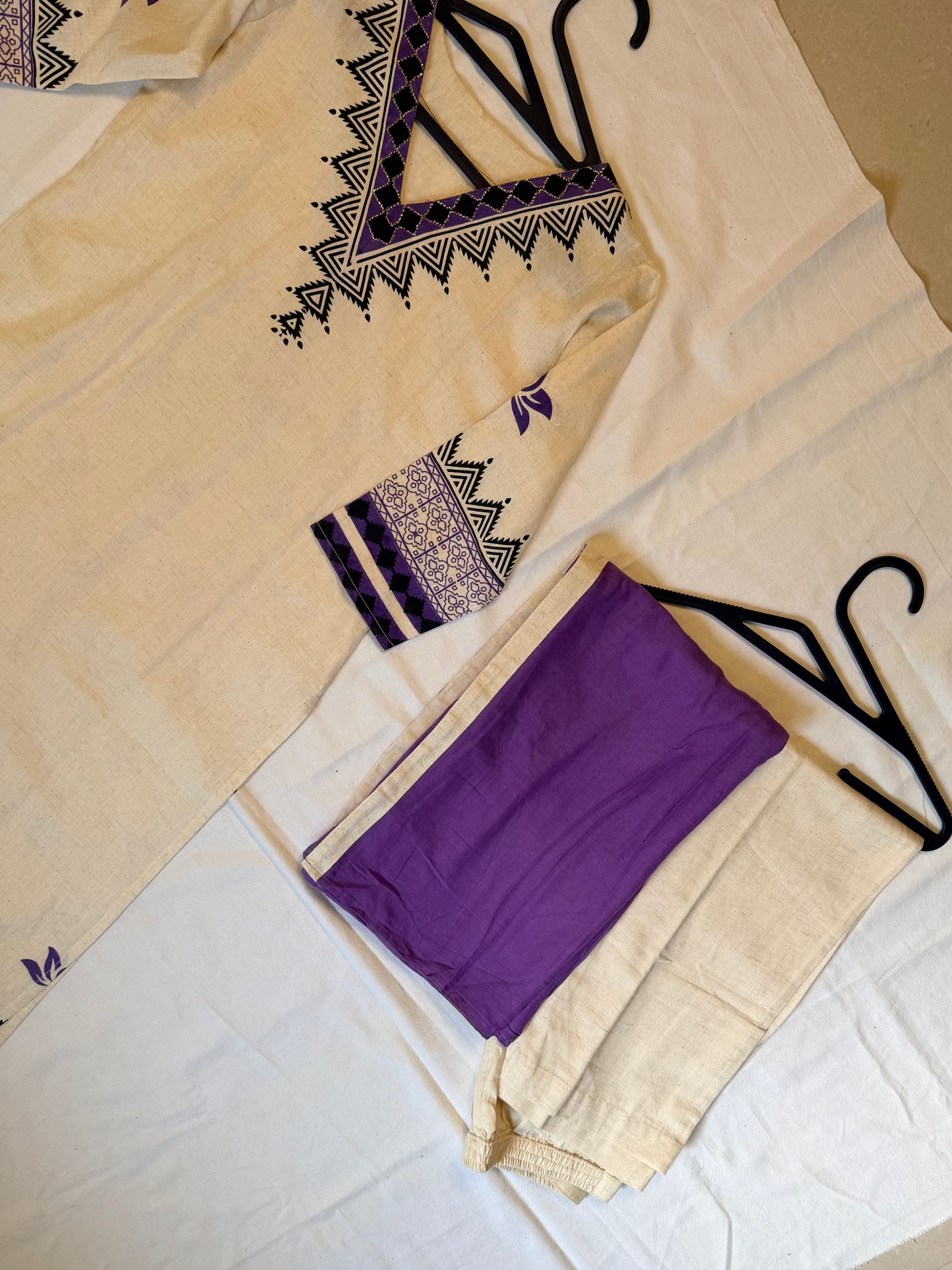 Beige Linen Kurta set