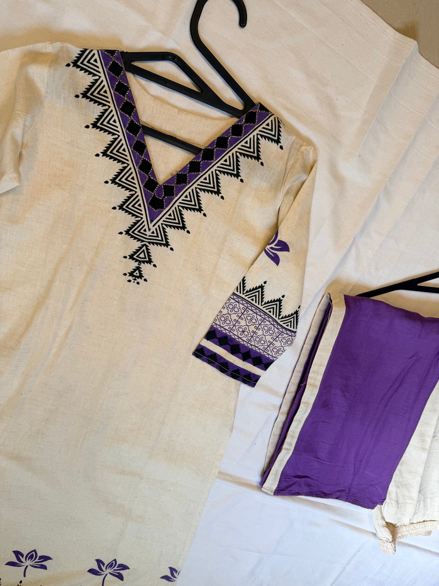Beige Linen Kurta set