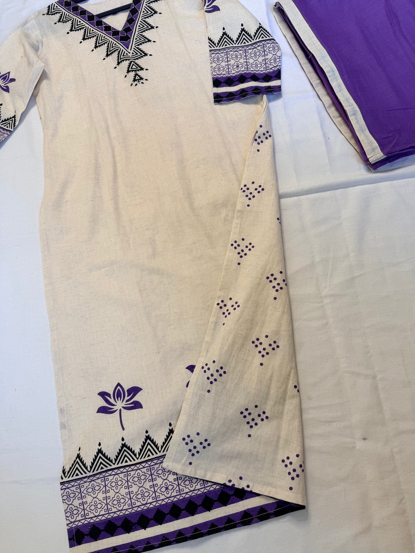 Beige Linen Kurta set
