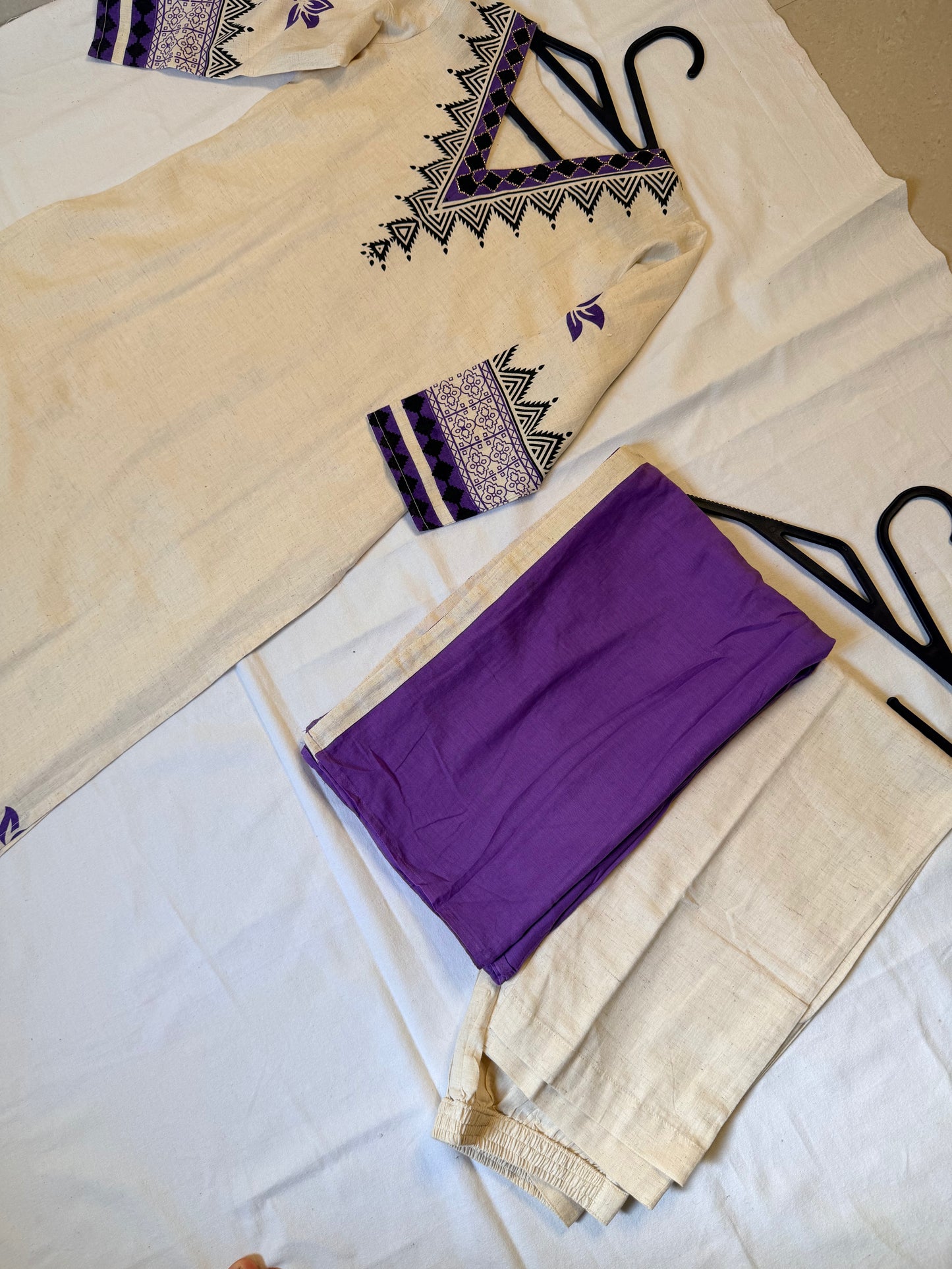 Beige Linen Kurta set