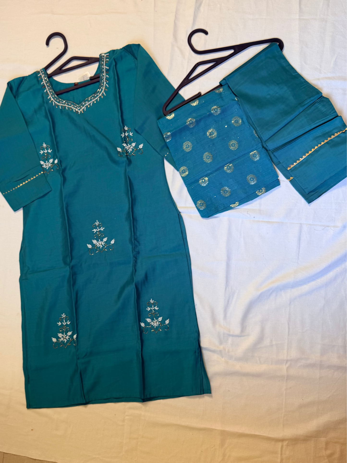 Teal embroidered outfit