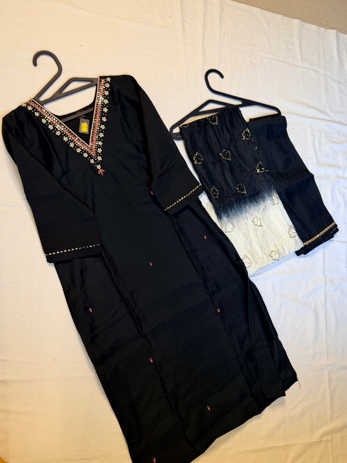 Black dress with ombre dupatta set
