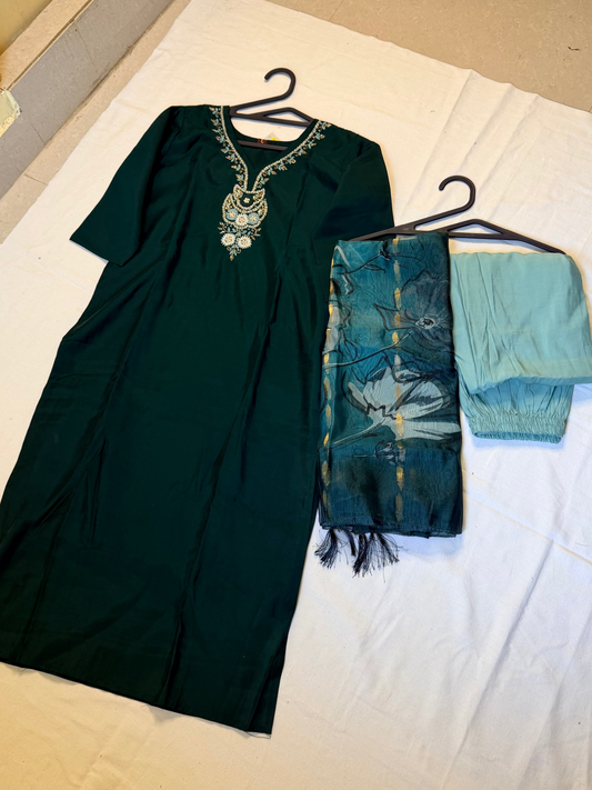 Green dress with embellishments