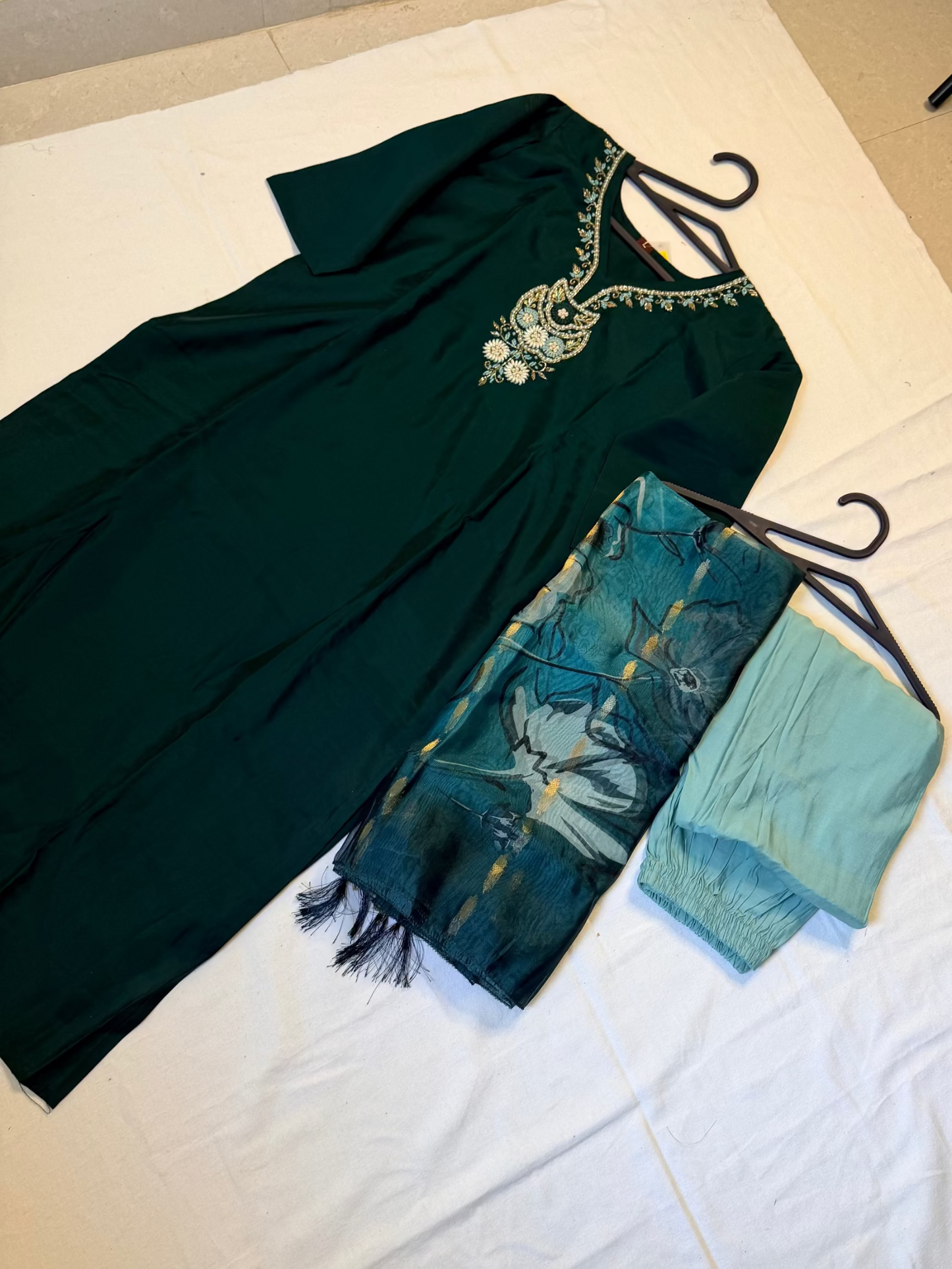 Green dress with embellishments