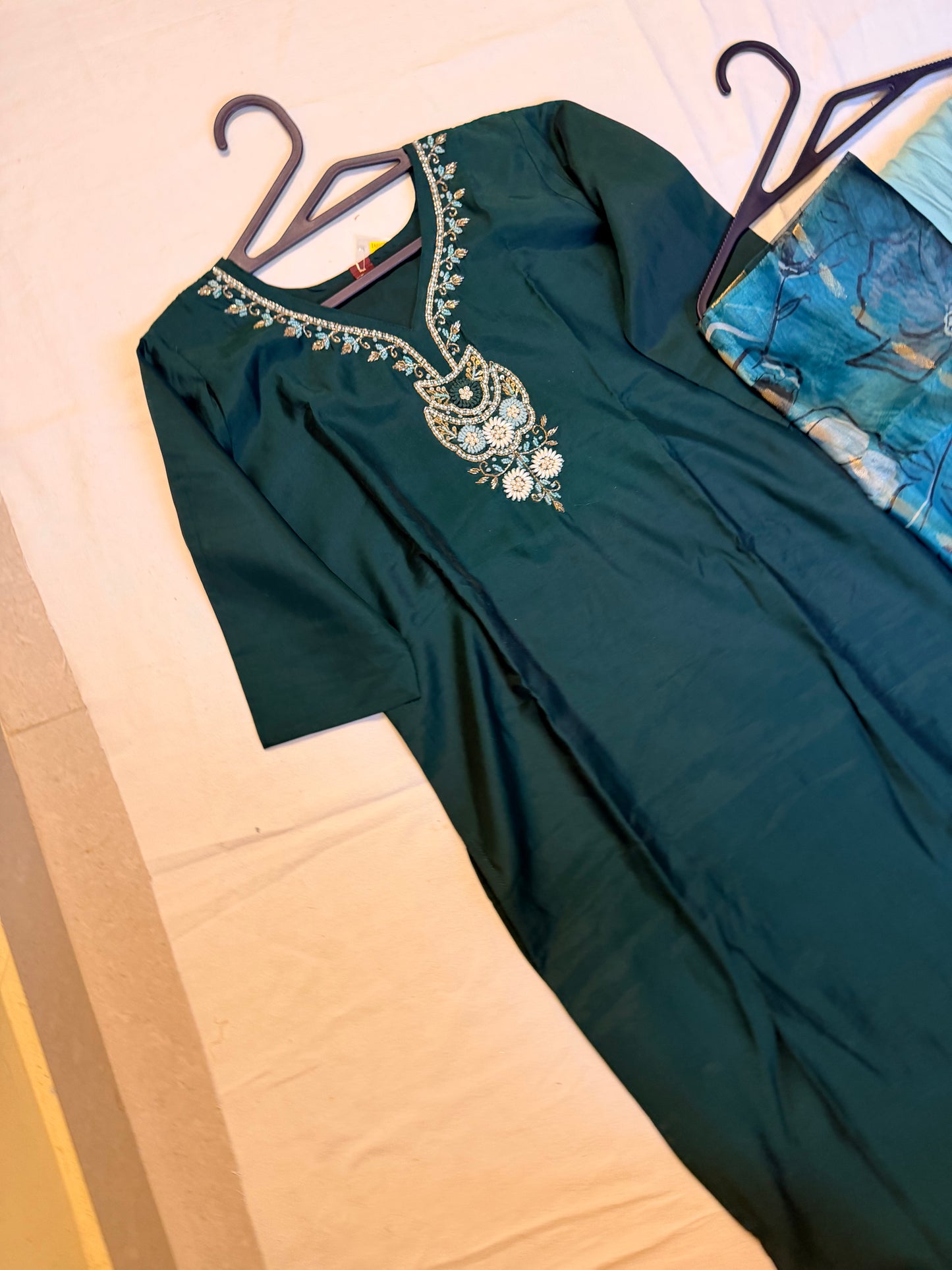 Green dress with embellishments