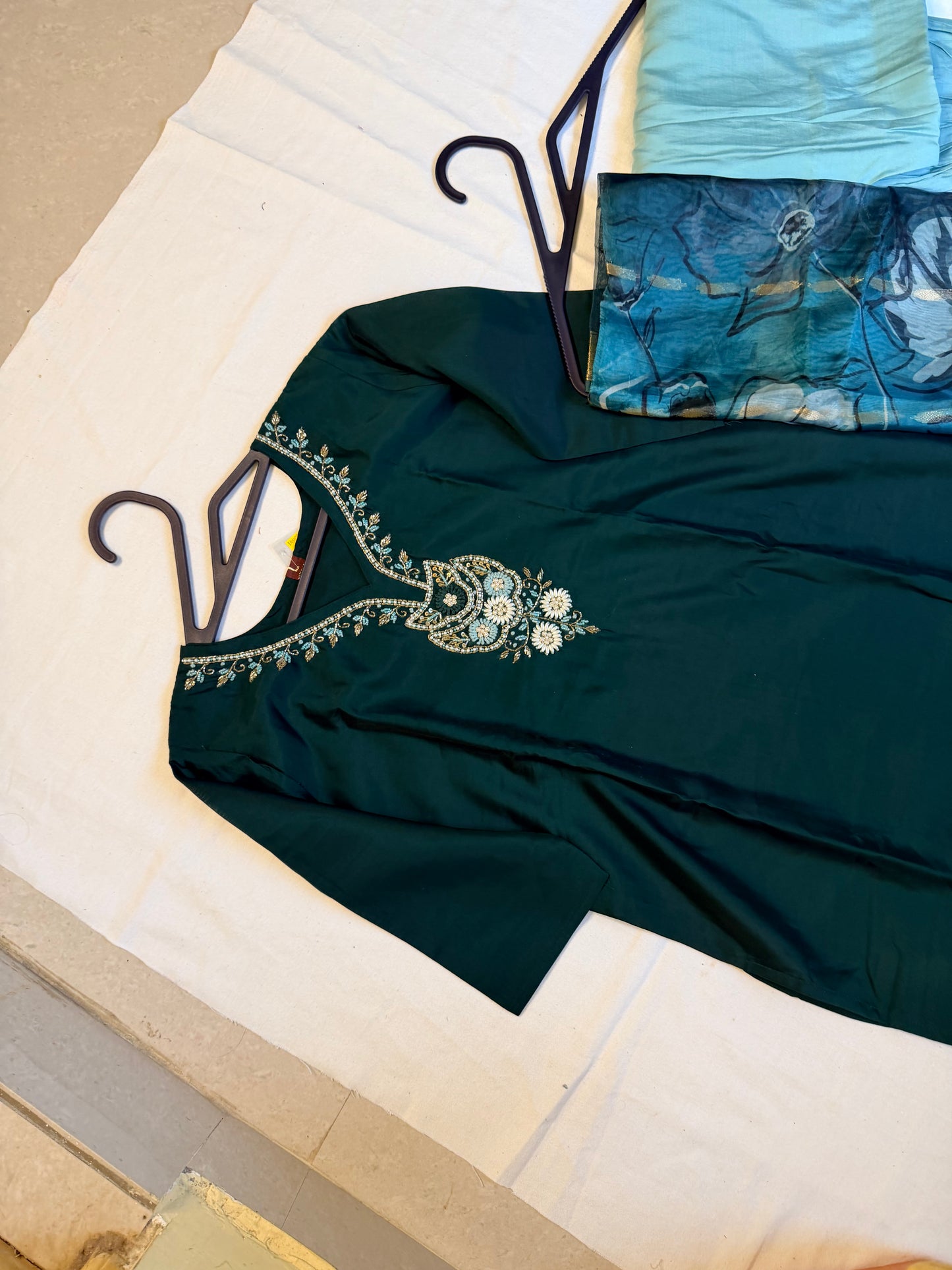 Green dress with embellishments