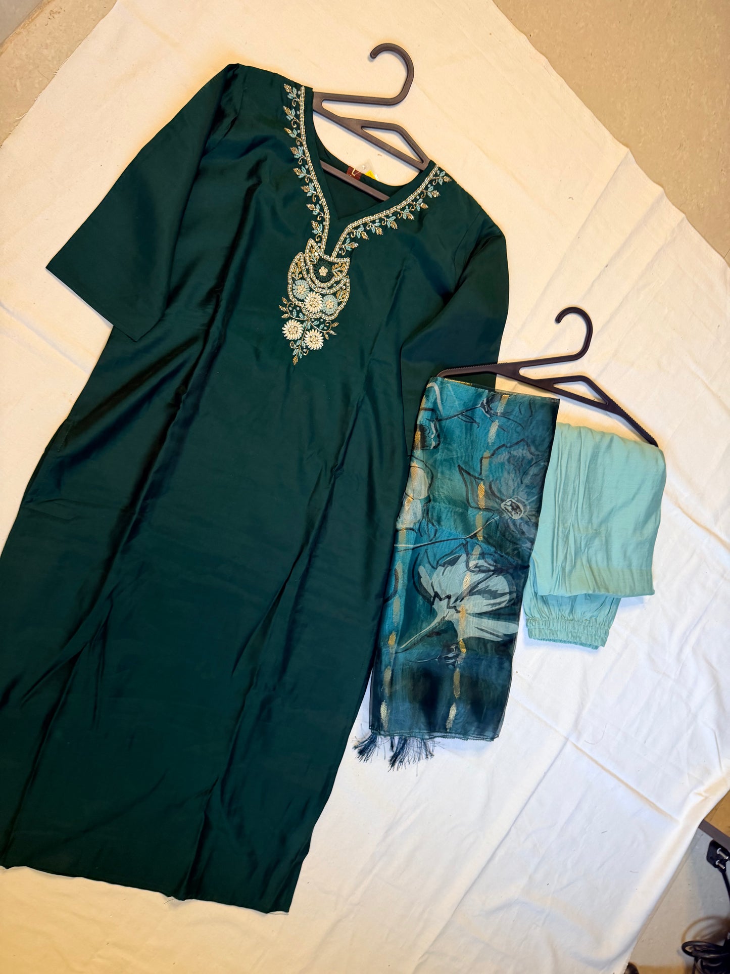 Green dress with embellishments