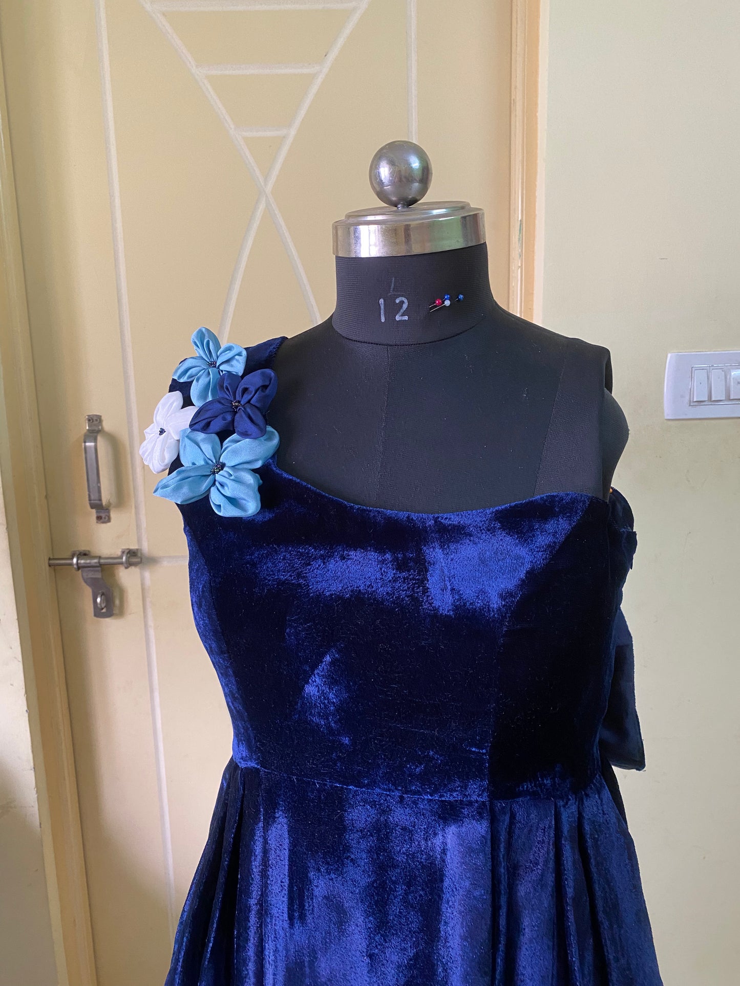 Blue Velvet Off Shoulder short dress