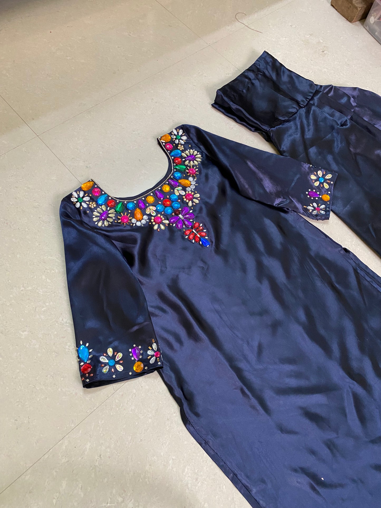 Heavy Embellished Neckline | Arabic Design outfit