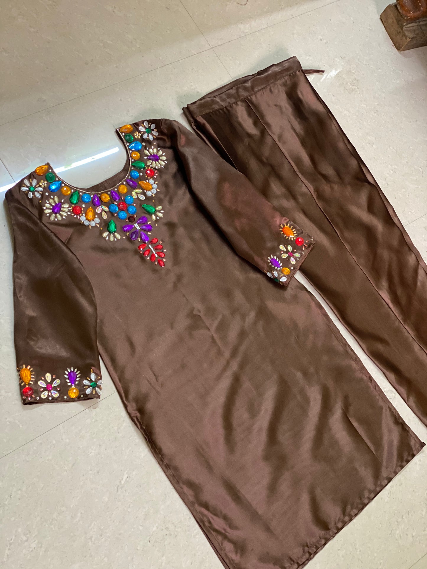 Heavy Embellished Neckline | Arabic Design outfit