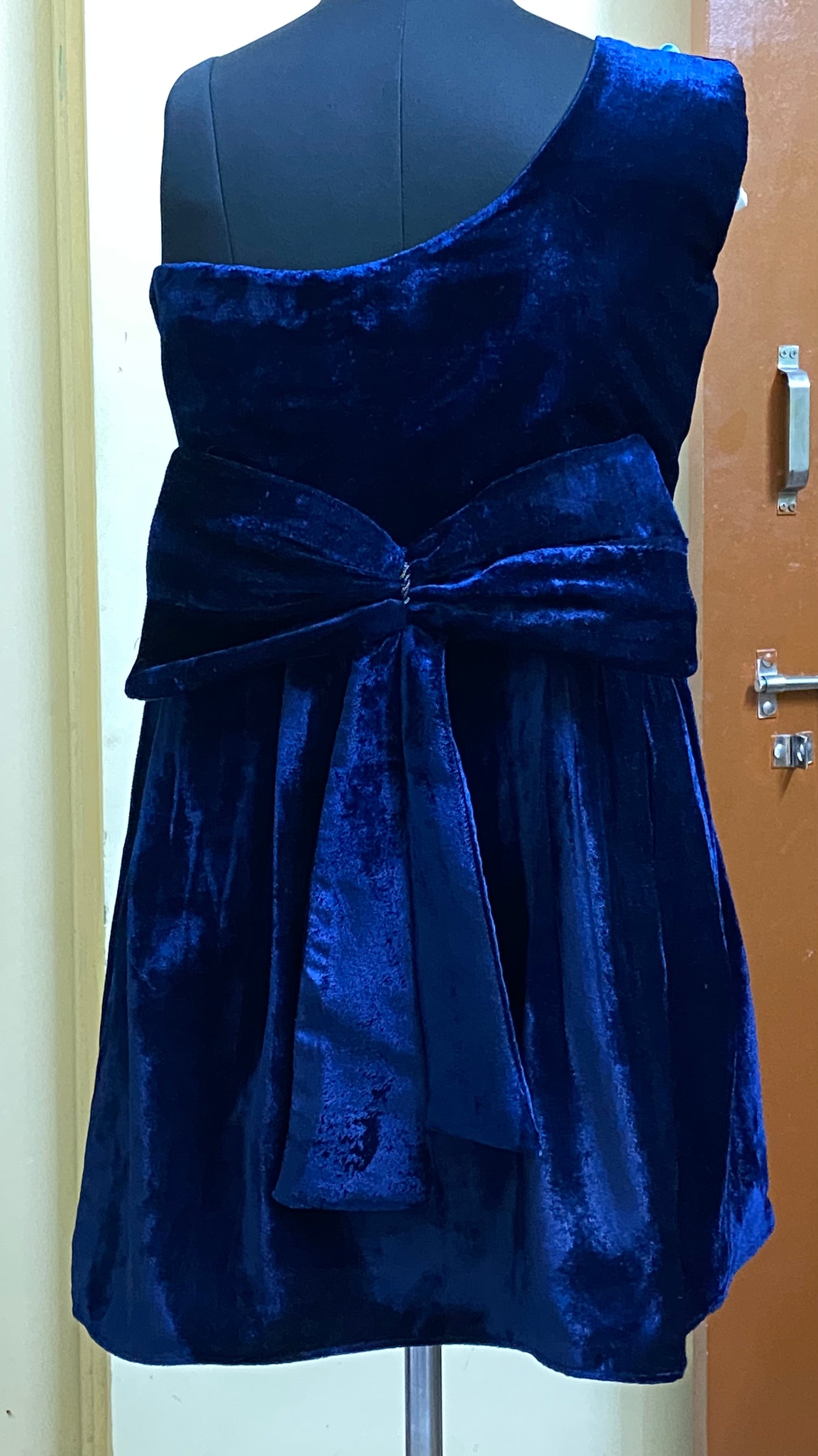 Blue Velvet Off Shoulder short dress
