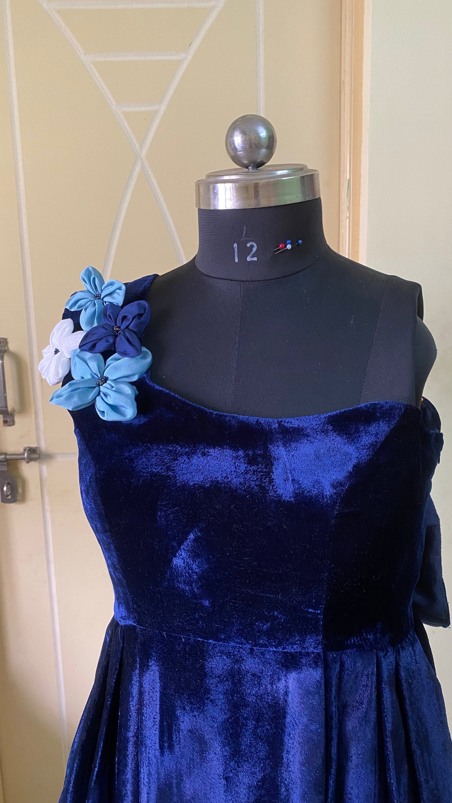 Blue Velvet Off Shoulder short dress