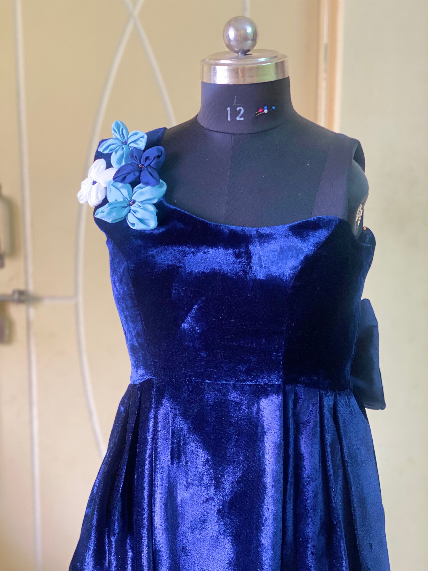 Blue Velvet Off Shoulder short dress